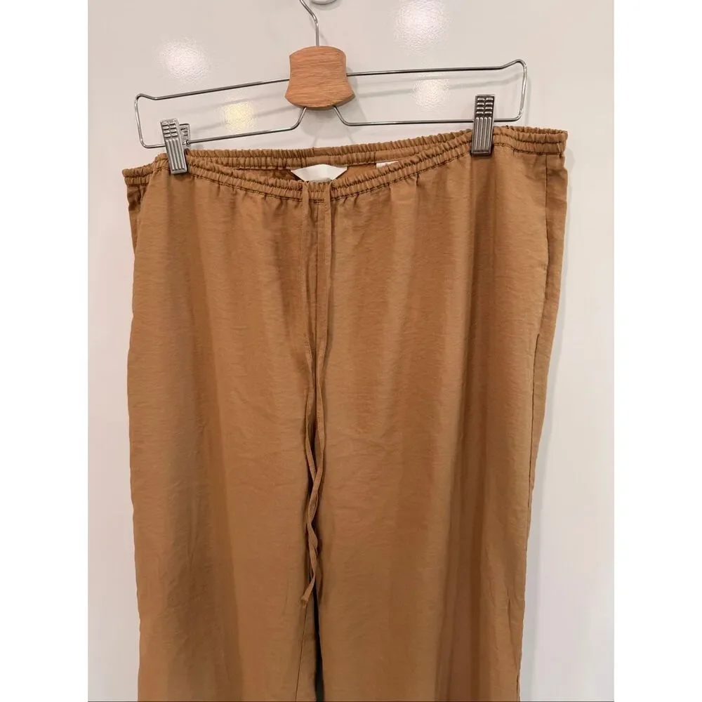H&M Wide Leg Drawstring Pants Camel Size L